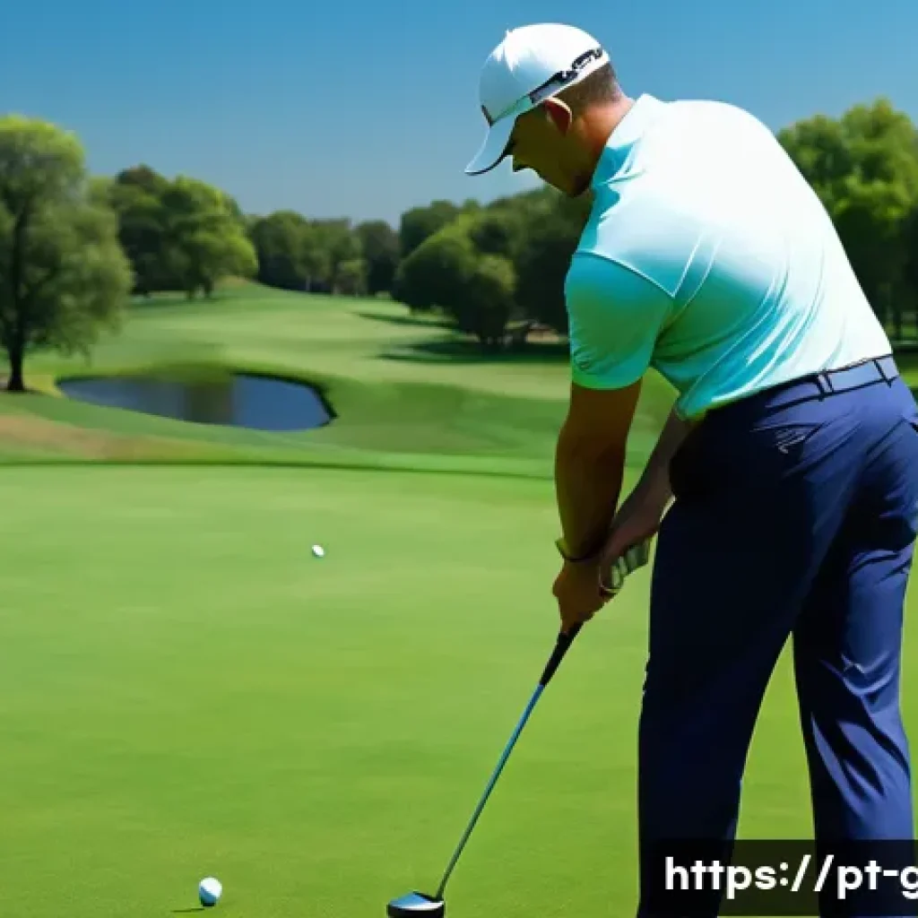 골프 채널과 유튜브 추천 콘텐츠 - A detailed scene of a golf instructor demonstrating the perfect swing mechanics on a lush golf cours...
