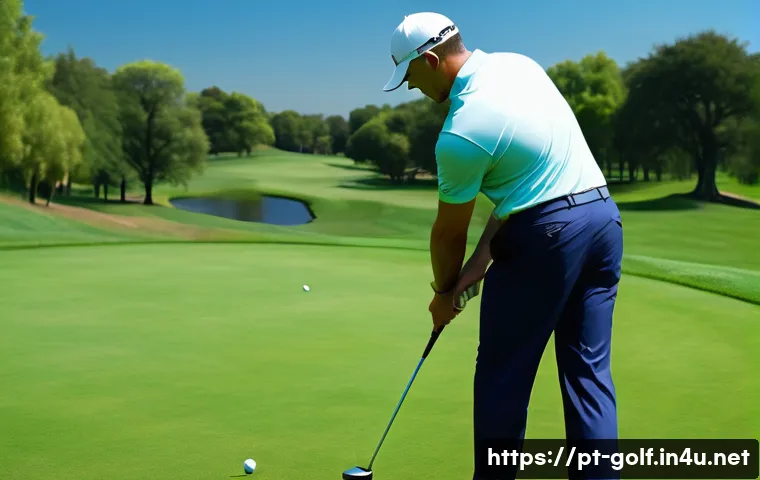 골프 채널과 유튜브 추천 콘텐츠 - A detailed scene of a golf instructor demonstrating the perfect swing mechanics on a lush golf cours...