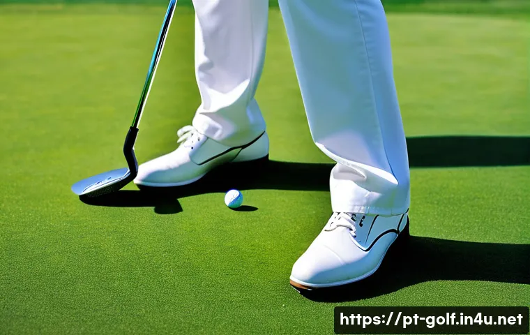 초보자를 위한 골프 클럽 추천 - A detailed scene of a beginner golfer standing on a lush green golf course during a sunny day, holdi...
