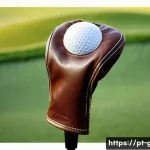 Home 21 골프 클럽 헤드캡의 역할 - A luxurious golf club headcover made from rich brown leather, showcasing fine stitching details and ...